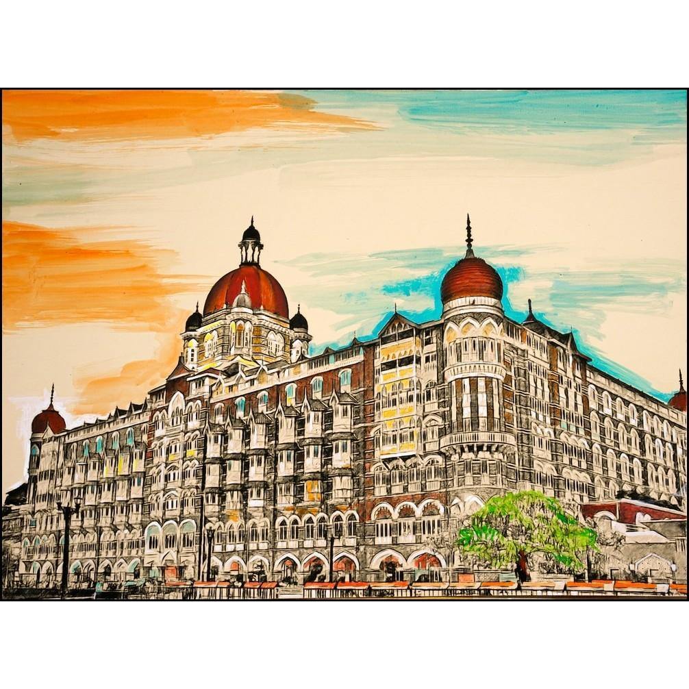 British colonial building in Mumbai sketch Stock Vector by ©babayuka  172595314